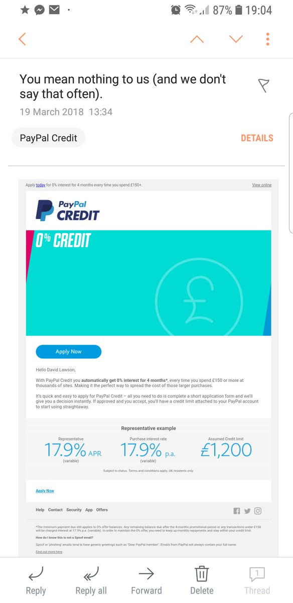 ddlaws0n's tweet photo. As a graduate in marketing I'm very glad to hear you don't say it often @PayPal #CustomerService https://t.co/p7s5KuFA8O