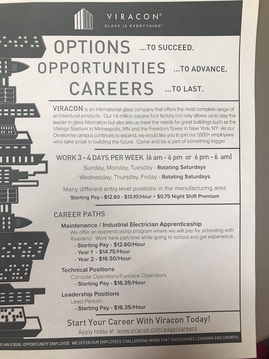 OHS Students - check out the opportunities that Viracon has to offer.