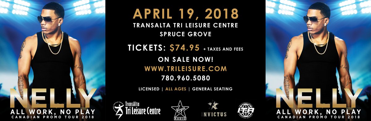 TriLeisure's tweet photo. Nelly | All Work, No Play Tour is coming HERE to the TLC on April 19! Tickets on sale now here: https://t.co/Y3np1ox6J4 https://t.co/kCDXRUGFIS