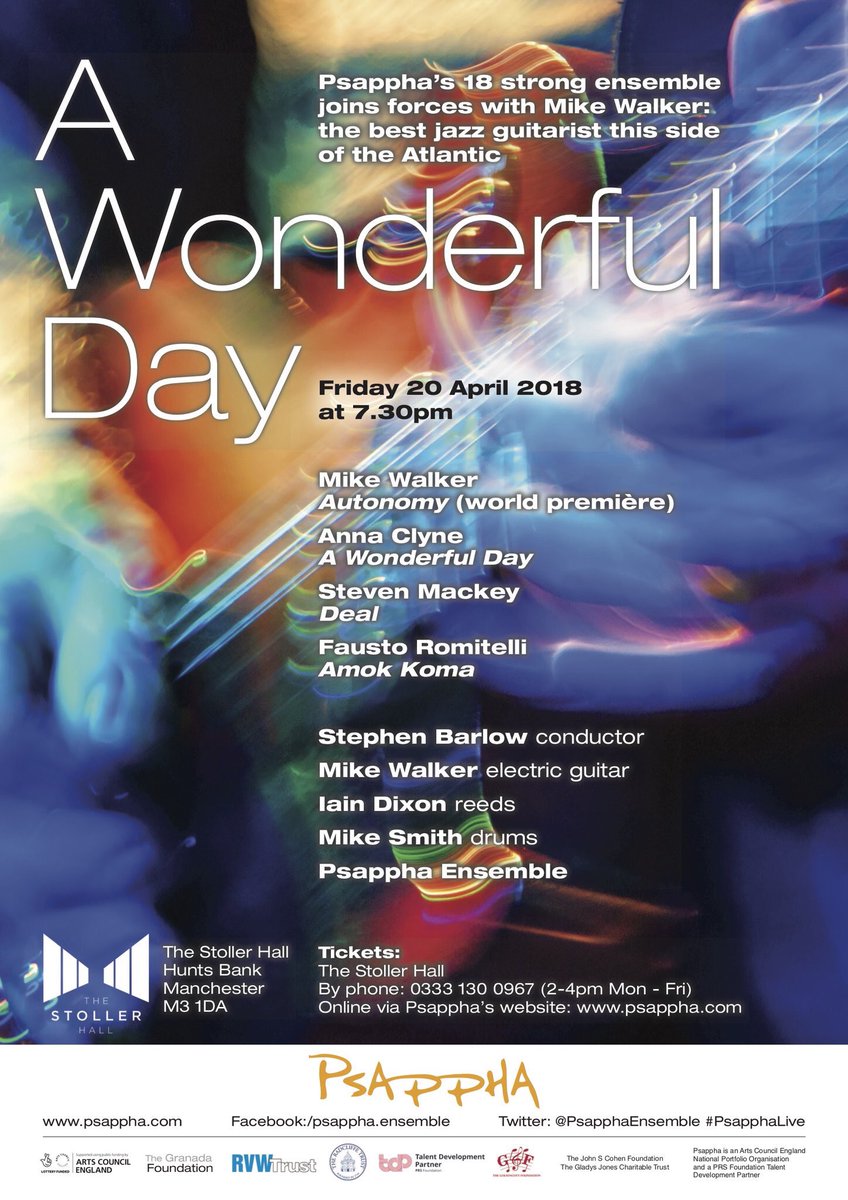 PsapphaEnsemble's tweet photo. ‘Autonomy’ #MikeWalker-@stillpractisin; ‘A Wonderful Day’ @annaclyne; ‘Deal’ #StevenMackey-@mackeysteven; ‘Amok Koma’ #FaustoRomitelli. What a programme! don’t miss this!20th April @StollerHall https://t.co/xHQvy3teCB https://t.co/mLUTtoaF19