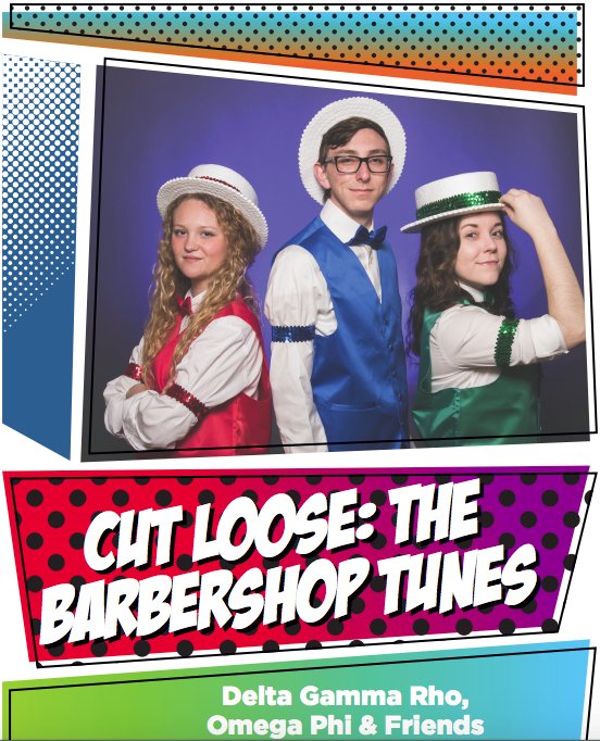 HardingTheatre's tweet photo. Delta Gamma Rho &amp; Omega Phi are going old school, taking it back to the basics of harmony with their Spring Sing show this year based on a Barber Shop Quartet #HUSpringSing18 https://t.co/KkrxkRL6XR