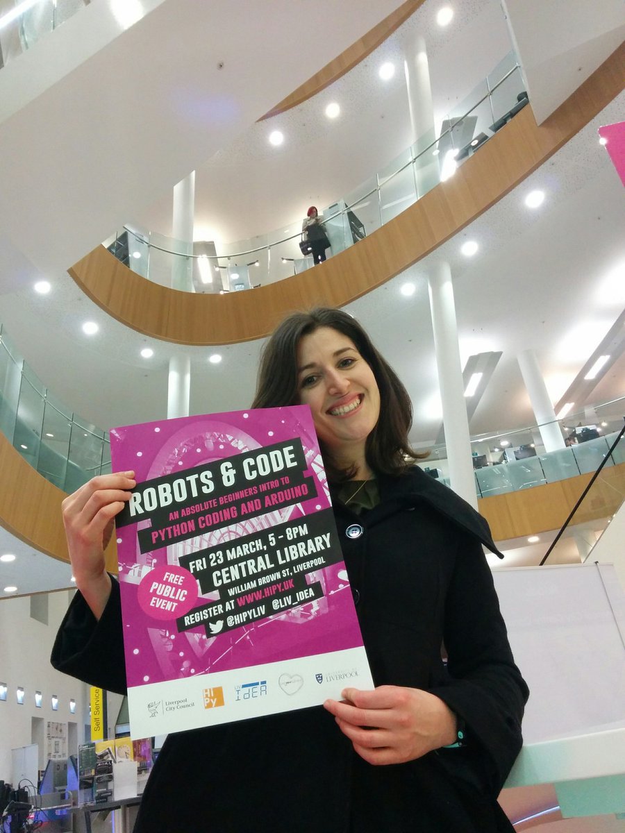 hipyliv's tweet image. Just passed 60 signups for #RobotsAndCode. It's going to be big! Come and join us at Liverpool Central Library this Friday 5 - 8 pm. Sign-up now at hipy.uk. @Liverpoollib @LivUni @liv_IDEA