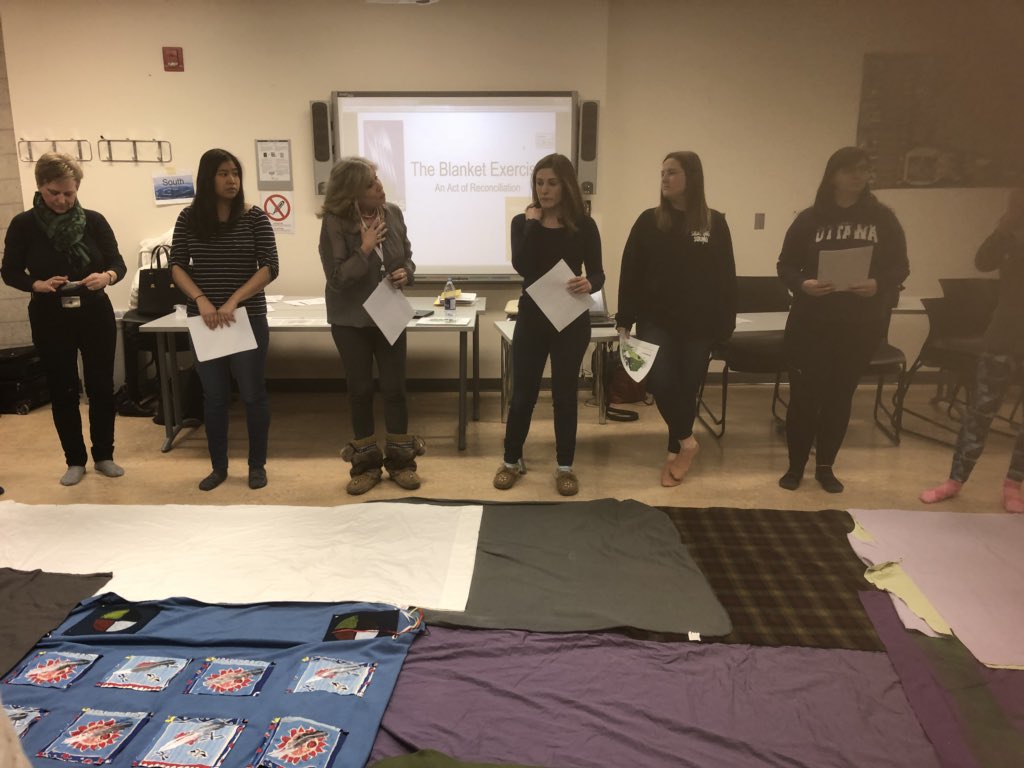 lweedonteaches's tweet photo. Participated in the Blanket Exercise today with our class, thank you to Ms. Westbrook for sharing your knowledge, such an amazing opportunity! https://t.co/r8Iy4wHi7z