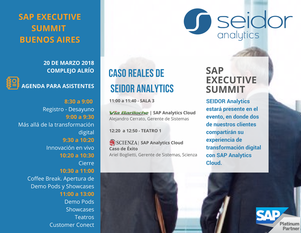 Seidor_Analytic's tweet photo. FALTA SOLO 1 DÍA!  #BuenosAires #InnovacionEnVivo

Llega SAP Executive Summit

SEIDOR Analytics estará presente y nuestros clientes contarán sus experiencias con nosotros en su transformación Digital. Si tambien asistiras registrate para conocerlas: stephanie.hammersley@sap.com https://t.co/rFuBHKTTb7
