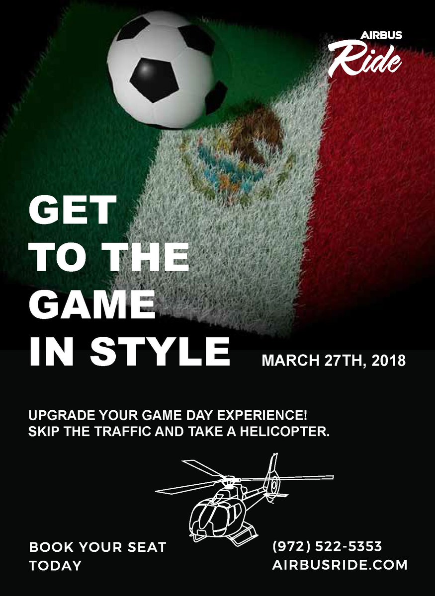 Hey, #Dallas Don't Miss Out! Book your 🚁 Ride to <a href="/ATTStadium/">AT&T Stadium</a> for Mexico vs Croatia - March 27
airbusride.com/collections/da…