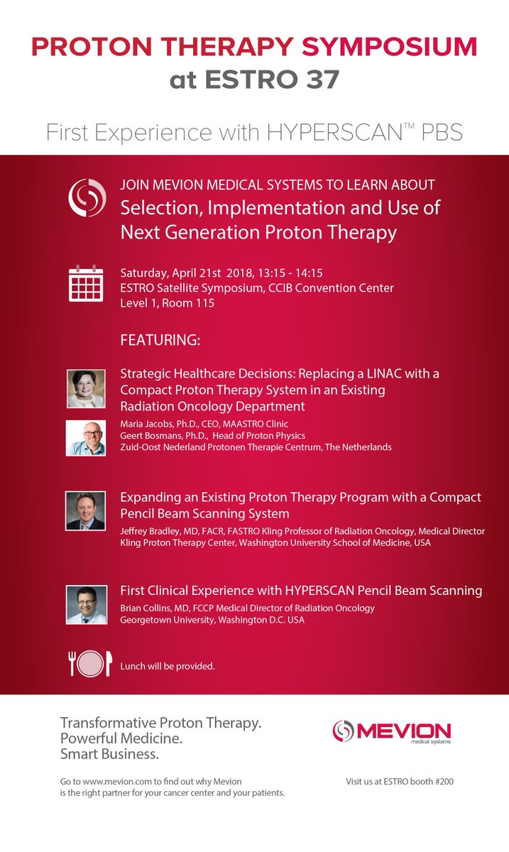 Going to #ESTRO37? Join us and compact #protontherapy experts from <a href="/MAASTROclinic/">MAASTRO clinic</a> <a href="/ZONPTC/">ZON-PTC Maastricht</a> <a href="/SitemanCenter/">Siteman Cancer Center</a> <a href="/MedStarGUH/">MedStar Georgetown</a> for our symposium on Saturday April 21st