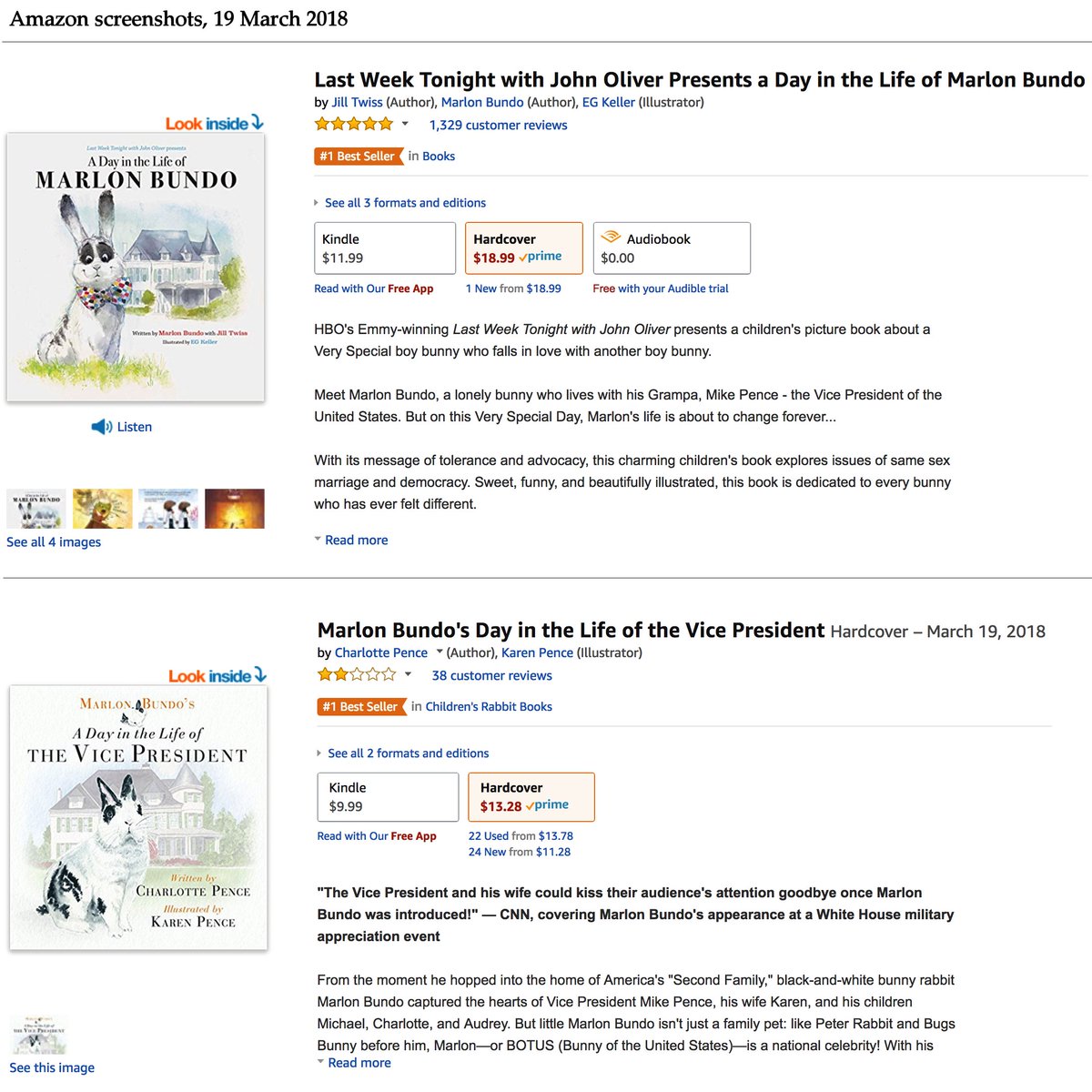 sheryl_canter's tweet photo. Oliver's book about the gay rabbit is vastly outselling Pence's. It's actually a better book! This is so great. 😆 @LastWeekTonight #BetterBundo #BetterBundoBook https://t.co/3gJW2qR21e