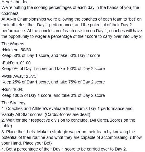 Varsity Allstar has rebranded Cheerlebrity to become "All-In Championships" with a twist to the event..

What would you wager on your performances? 👇

What do you think of this new concept?