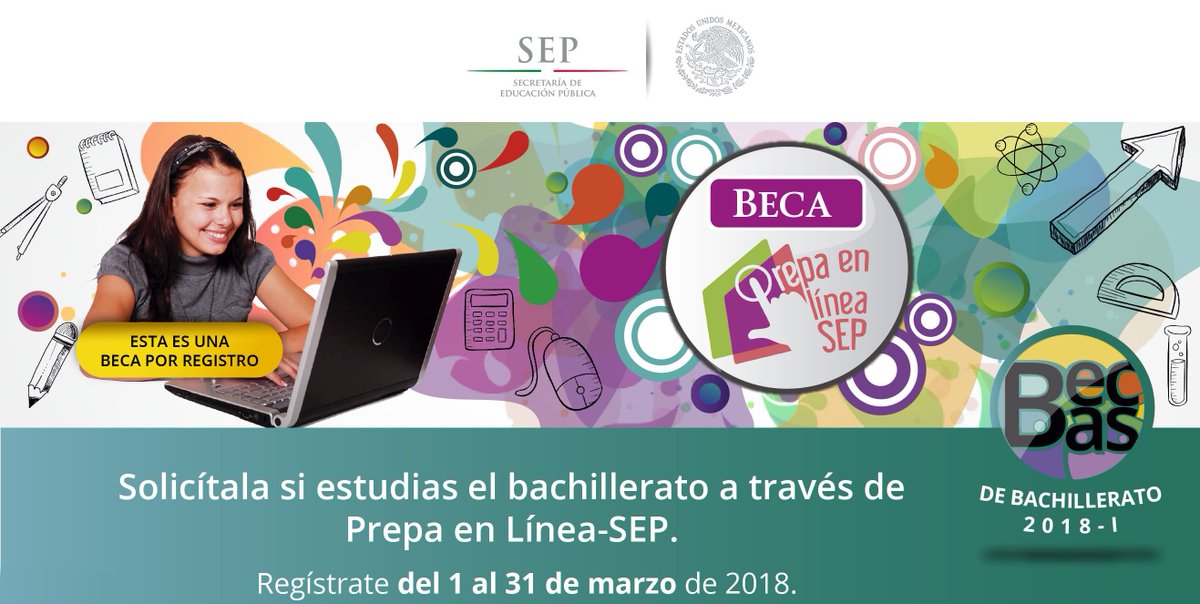 Si estudias el bachillerato en #PrepaEnLínea recuerda  que puedes solicitar una beca  que apoye tu educación. #BecasSEP  ¡No olvides que tienes hasta el 31 de marzo para registrarte! Consulta la convocatoria en: becasmediasuperior.sep.gob.mx/beca-prepaline…