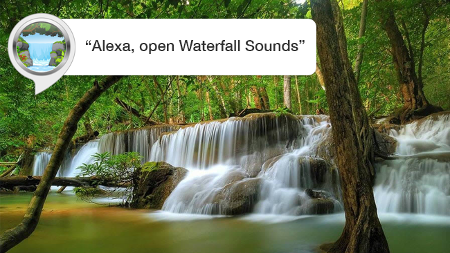 voiceappsllc's tweet photo. #Amazon #Alexa users... fall asleep to nature's white noise.  Say "Alexa, open Waterfall Sounds". Pls Retweet! https://t.co/Gpy0JZoolY https://t.co/e8uLbbeMFX