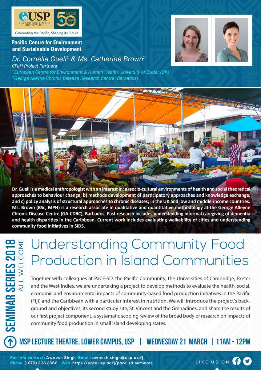 Looking forward to catching up with our Fiji partners and our talk tomorrow on #CommunityFood @pace_sd - @ECEHH @UniofExeter @MRC_Epid