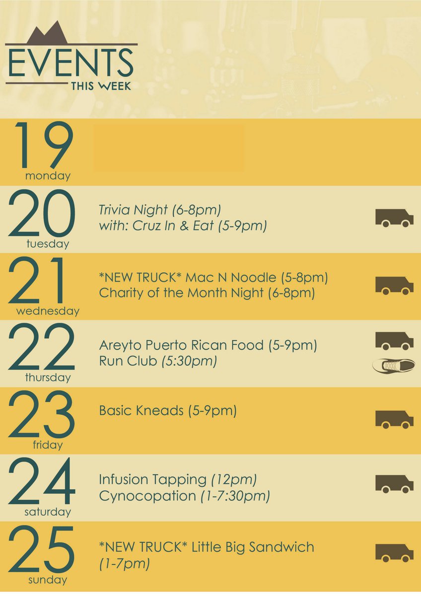 Food trucks &amp; events this week! #foodtruck #events #charityofthemonth #giveback #colorado #craftbeer