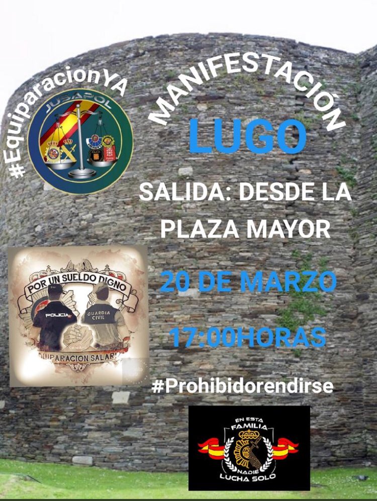 SaraHispania's tweet photo. Mañana es #20MLugo. 
¡¡¡Tenemos que reventar la Plaza Mayor de Lugo!!!
¡¡¡Jugamos al lado de casa!!!
¿¿Te lo vas a perder?? 
🙌🏻🥁🥁👏🏻
🙌🏻🥁🥁👏🏻

            🇪�� 💚💙✌️🇪🇸 

#EquiparacionYa #ProhibidoRendirse 
 
@jusapollugo @jusapol https://t.co/5GtoVQLEbx