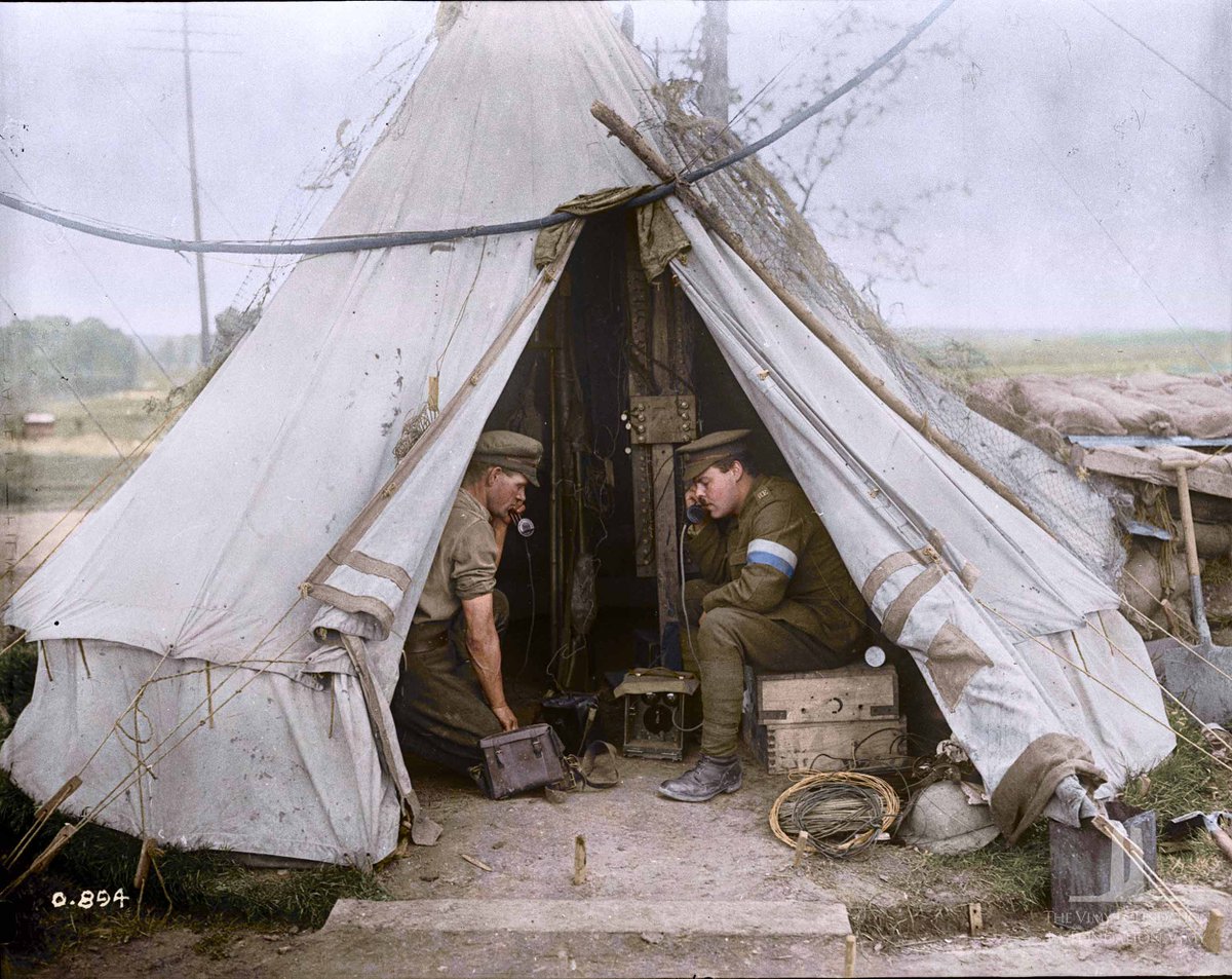 Be sure see our pop up exhibit of the Great War in Colour this month in our Atrium and Cooper-Key Hall! Pictured below is a telephone testing station with operators at the Front in October 1916. #yyc #WW1