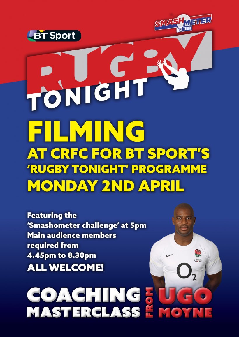 <a href="/btsportrugby/">Rugby on TNT</a> filming LIVE <a href="/ChippenhamRFC/">Chippenham RFC</a> - Monday 2 April from 4.30pm - All members welcome to take part!! #TeamChip