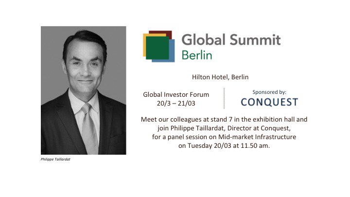 Conquest_AM's tweet image. Looking forward to the 2018 #IIGSummit organised by @IInews, sponsored by @Conquest_am. Join our speaker Philippe Taillardat  on the Tuesday 11:50 Panel #Infrastructure events.infrastructureinvestor.com/events/infrast…