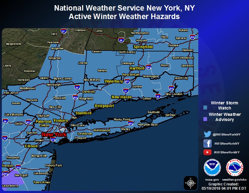 NWSNewYorkNY's tweet image. Here's the latest on the winter storm expected Tuesday night into Wednesday. Snowfall amounts have been increased across most of the region, and the steadiest precipitation is expected to start several hours earlier. Gusty winds are expected in addition to the heavy wet snow.