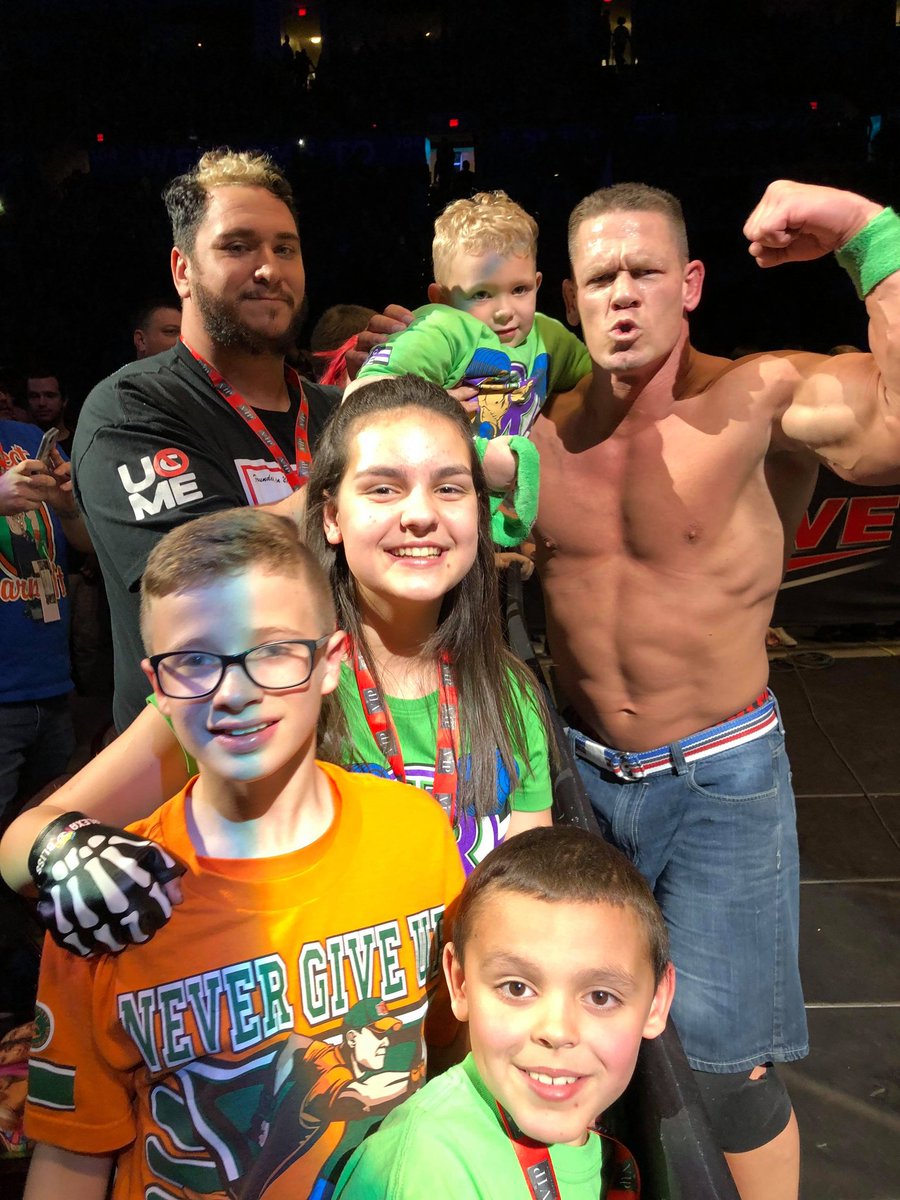 Huge thank you to @RealPaigeWWE and @JohnCena for making my son's @WWE Road to #WrestleMania Live experience one he will never forget!
#WWELive #WWEOKC #WWEHero