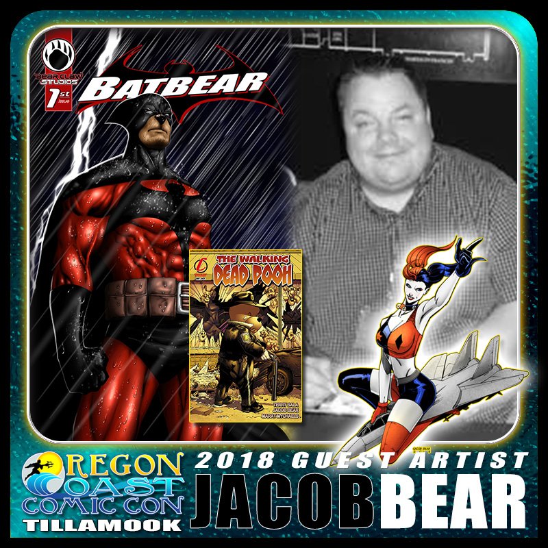 ORCoastComicCon's tweet photo. Artist extraordinaire, Jacob Bear is coming back to Tillamook, and Batbear is coming with him!!!  https://t.co/UP6UOs0Ge7 https://t.co/BG24YA4Va1