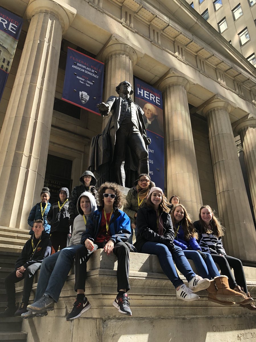 doyourmath's tweet photo. BCMS tours NYC Financial District via @WallStreetWalks NYSE, Federal Hall, Zuccotti Park, WTC, The Sphere, Bowling Green area, and the Oculus. Amazing. #bravobburg https://t.co/O0wNNPaA33
