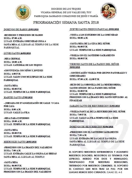 ParroquiaSSCC's tweet photo. Programa Oficial de actividades de la Semana Santa 2018 https://t.co/icCPDbYrdp