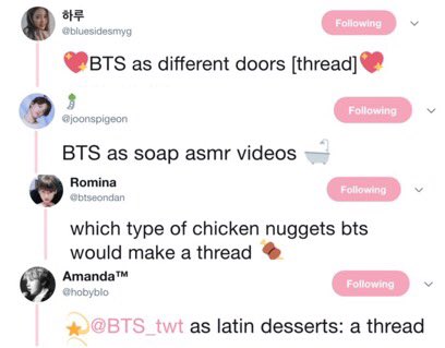 when  @BTS_twt left us unfed for three days and armys created “BTS as” threads this was actual crackhead behavior