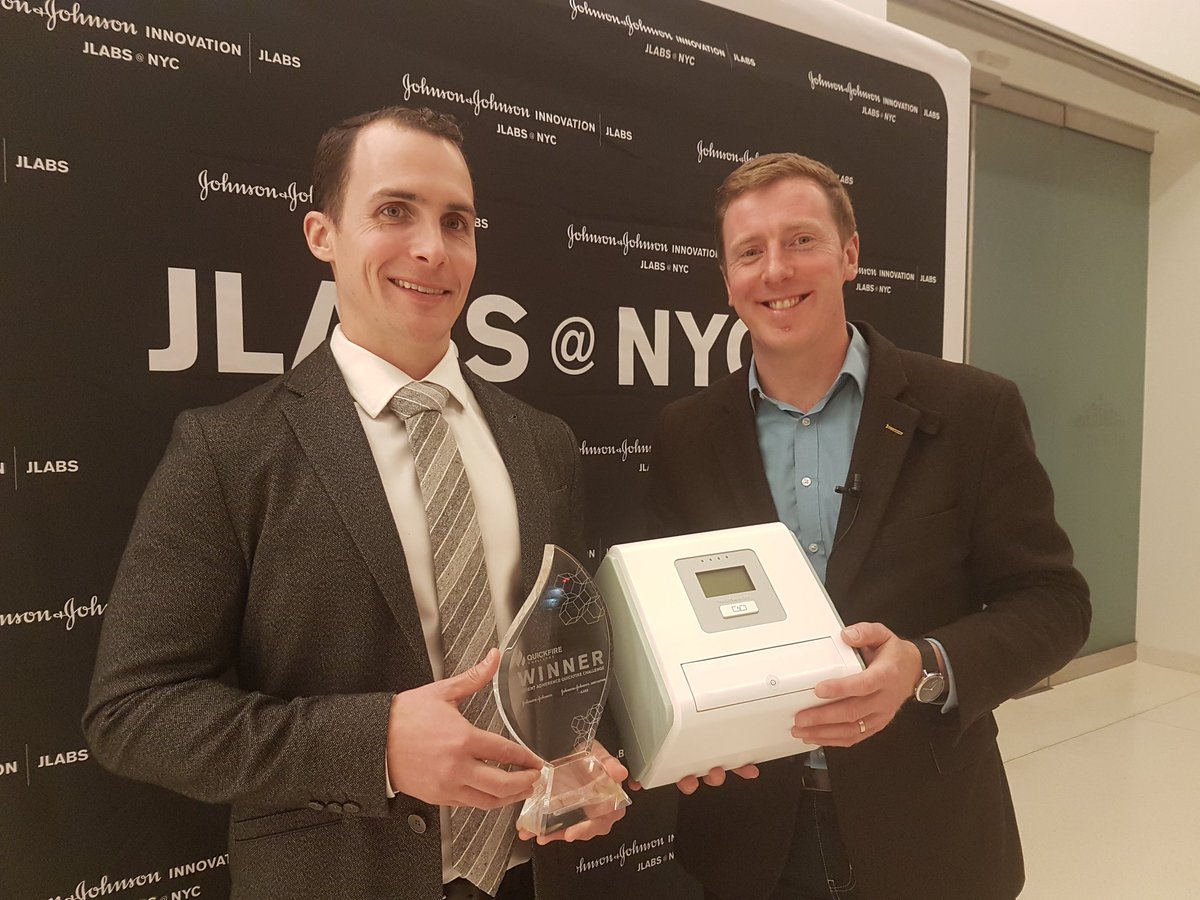KFDaly's tweet photo. Delighted to win @JLABS @JNJInnovation  #medicationadherence #QuickFireChallenge @HealthBeaconInc #JLABSNYC https://t.co/mm96hM9OFf