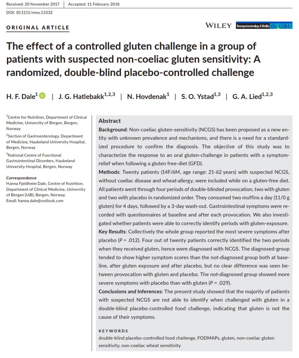 MatthewJDalby's tweet image. Does gluten have negative effects if you don't know you are eating it or not? Another study on that question in people without celiac disease or wheat allergy.

onlinelibrary.wiley.com/doi/abs/10.111…
