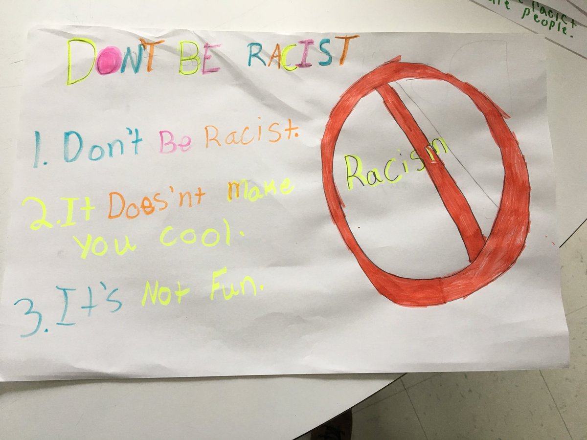 msbtanner's tweet photo. Talking a stand on Racism by creating posters. @DrJCWickwireAca  @SouthShoreRSB https://t.co/2UAmfpPBBy
