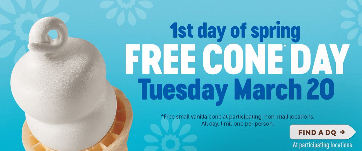 #Spring #DairyQueen 
 #FreeConeDay  #FirstDayofSpring