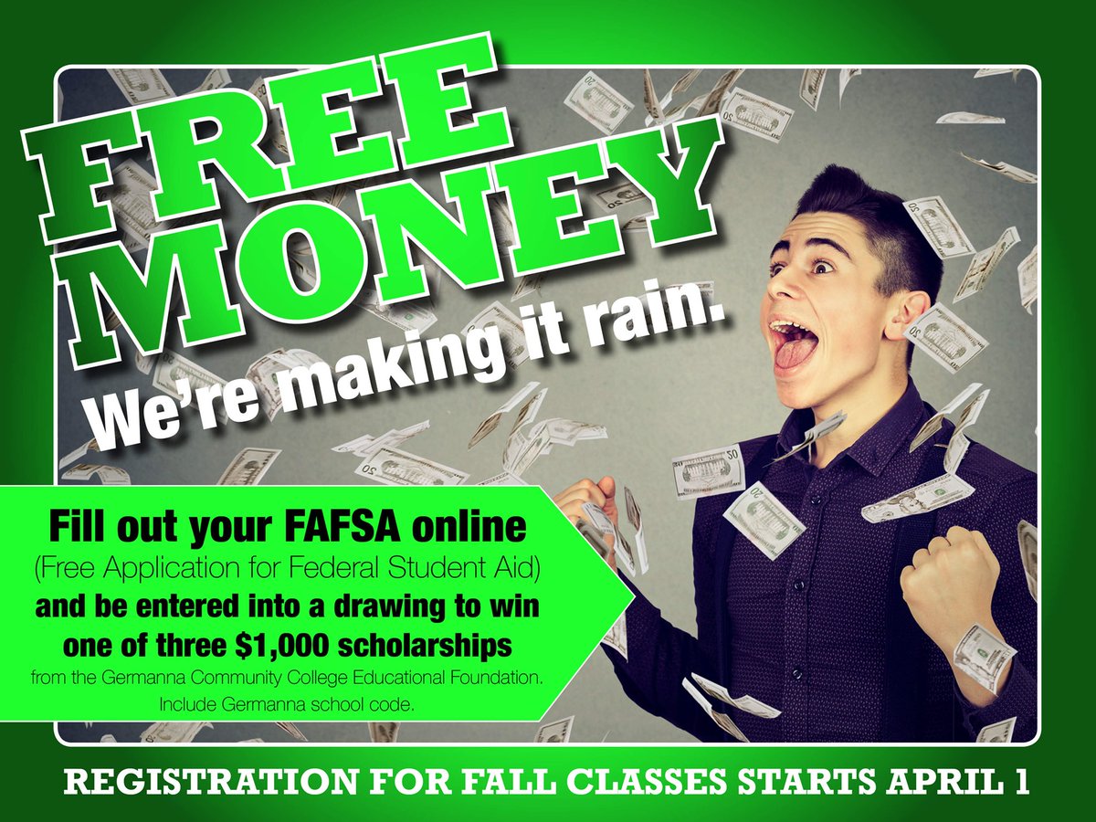 germannacc's tweet image. The Germanna Educational Foundation is providing extra incentive for you to fill out your FAFSA by giving away three $1,000 scholarships in a drawing.
Ever student should fill out a #FAFSA every year. You may be eligible for #financialaid and not even know it.