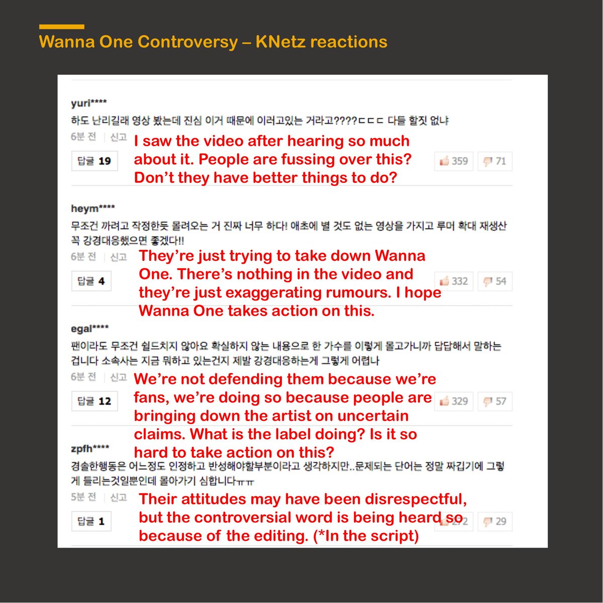 dkdktv92's tweet photo. The #WANNAONE controversy is the top trending keyword on Naver right now - and here are our translations for the top comments on the website regarding the news. What do you think? https://t.co/P3wK0IGcs1