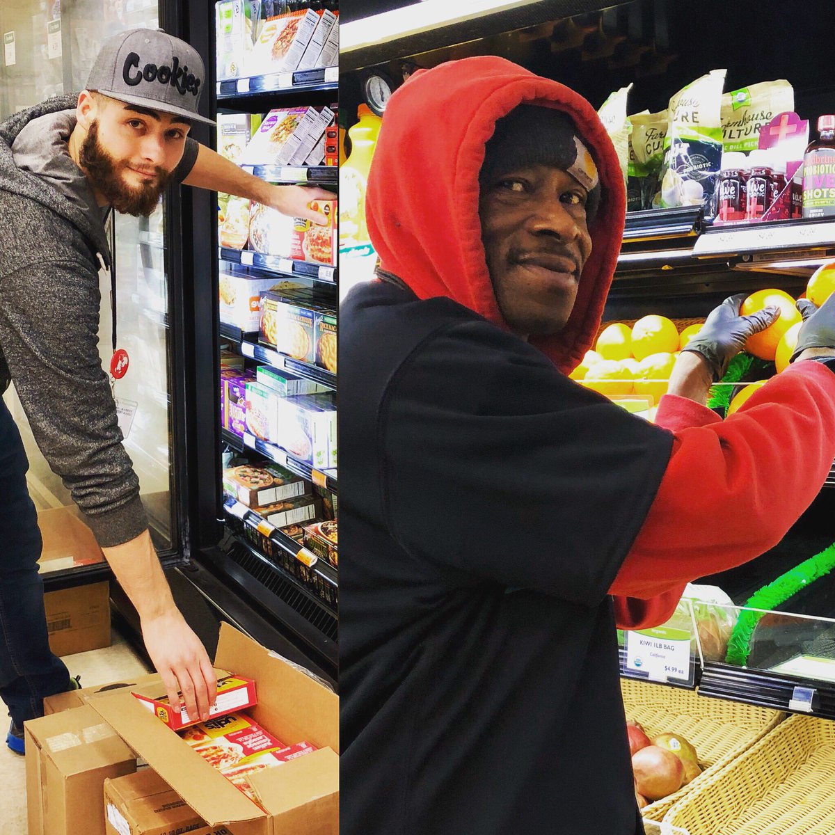CoOpMarketFBX's tweet photo. Jesse and Frederick are working hard and fast to get our Produce and Freeze departments stocked up after a busy weekend and delayed truck. #thanksguys #stockit #experts #gocoop https://t.co/U8zRD0PM3v