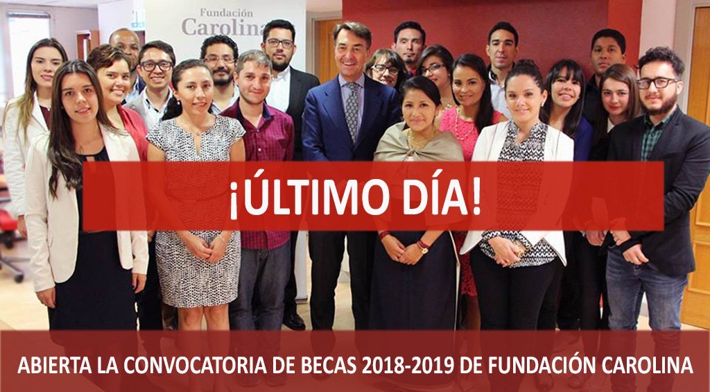 Red_Carolina's tweet photo. Hasta las nueve de la mañana ( hora de Madrid) puedes solicitar una beca de posgrado de Fundación Carolina ¡No dejes pasar la oportunidad de disfrutar de una experiencia académica y vital en España! Entra en: https://t.co/oA1pNh3Wgh y haz tu solicitud https://t.co/q9EX8kLHri