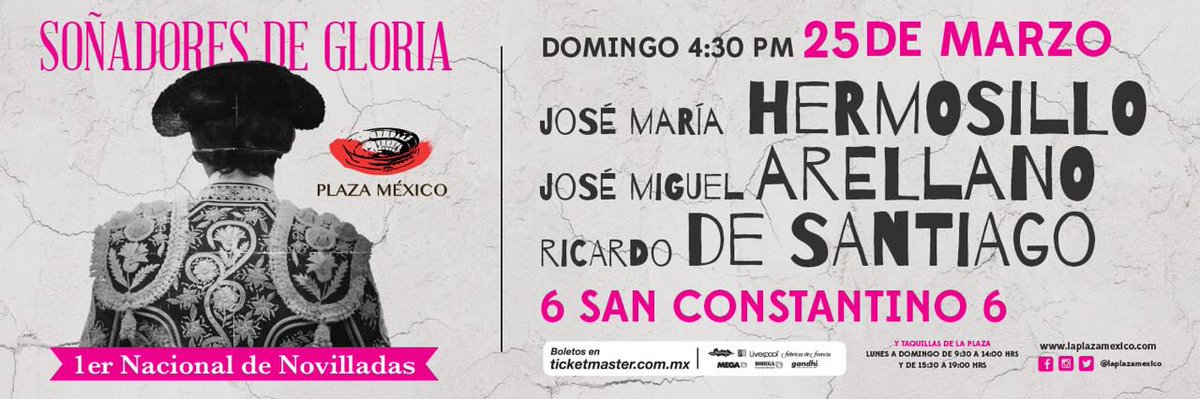 La ganaderia <a href="/GSanConstantino/">San Constantino</a> propiedad de <a href="/jpccrv/">Juan Pablo Corona</a> debuta  el próximo domingo en @laplazamexico 
#SoñadoresDeGloria
#NacionalDeNovilladas