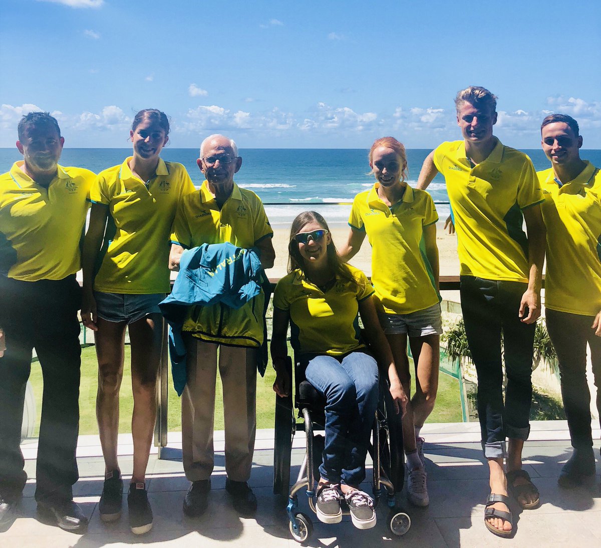CommGamesAUS's tweet image. Welcome to #TeamAUS George!
@steve_mona today welcomed 99yo swimming world recorder holder George Corones onto the team as an honorary member. The offical Australian team of 473 athletes is now confirmed. Bring on #GC2018.
