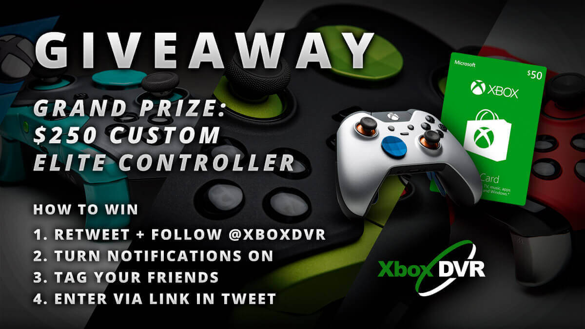 [GIVEAWAY] Win a custom Xbox One Elite controller from <a href="/ColorWare/">ColorWare</a>, Xbox $$, and more!

RT &amp; Enter here: xboxdvr.com/giveaway