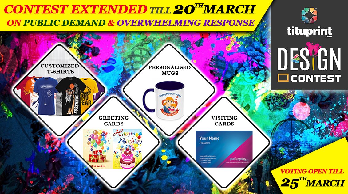 tituprint's tweet photo. Last Day of Design Contest.
Participate Now.
Sign Up & Get Cahback
HURRY UP!
Visit Here: https://t.co/ESsvPXWK7t
#Tituprint #Designcontest #participate #signup #register #contest #cashback #customizedtshirts #greetings #posters #businesscards https://t.co/xklsc1cD6c