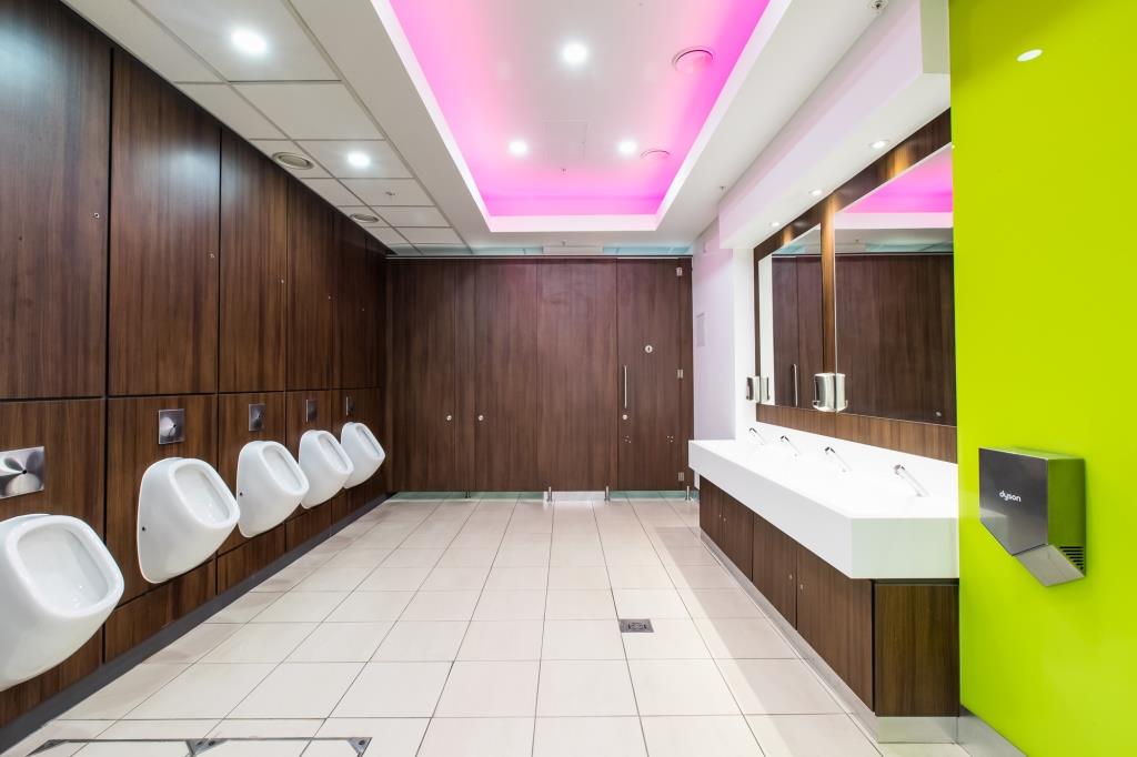 T_BInteriors's tweet photo. New Customer Toilets at Leamington Spa's Royal Priors Shopping Centre for La Salle Investments complete. The 10-week project comprised strip-out, new sanitary ware, cubicles &amp; IPS panels, printed manifestations and extensive M&amp;E services upgrade. https://t.co/Tkj8G0L5P1