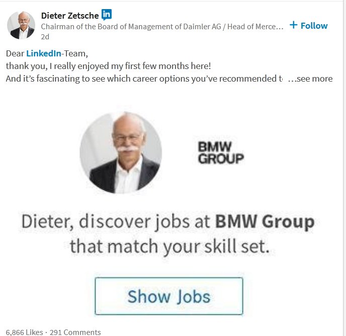 allsocialde's tweet photo. Wie Dieter Zetsche von @Daimler auf @LinkedInDACH begrüßt wurde (via @sascha_p) #AFBMC #business https://t.co/KCHqOtnoAy https://t.co/aQyBrukXKA