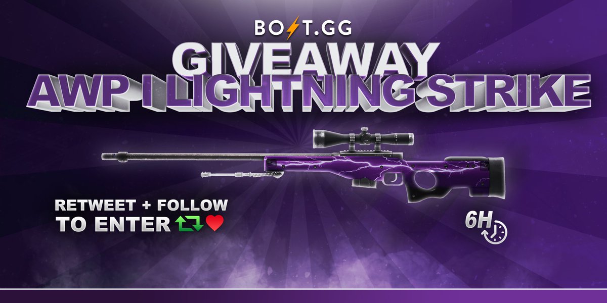 OfficialBoltgg's tweet photo. 6 Hour AWP | Lightning Strike Giveaway! 

To win you must!
⚡ RT + Like + Follow
⚡ Like: https://t.co/Zzd9mzyM0K
⚡ Tag two friends! https://t.co/zLne1YoSB8