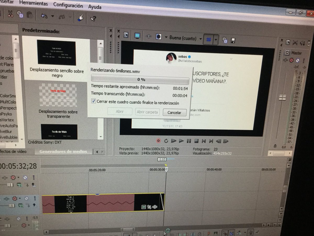80sthv's tweet photo. YA ESTÁ RENDERIZANDO, ESTARÁ MAÑANA POR OBVIAS RAZONES Y PERDONEN LA DEMORA, HUBO ALGUNOS INCONVENIENTES #SebasTo6M https://t.co/kR2RzVJWjJ
