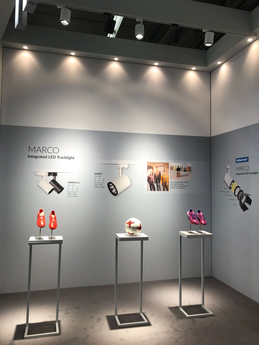 MEGAMANGlobal's tweet image. Equipped w/ Ultra #RichColour option, MARCO #LEDtracklight delivers superb colour rendering to optimize hue &amp;amp; saturation of colours, achieving a faithful rendering &amp;amp; consistency for footwear displays. #LB2018 @Light_Building at Hall 4.1,H70
#Lighting #RetailLighting #LEDlighting