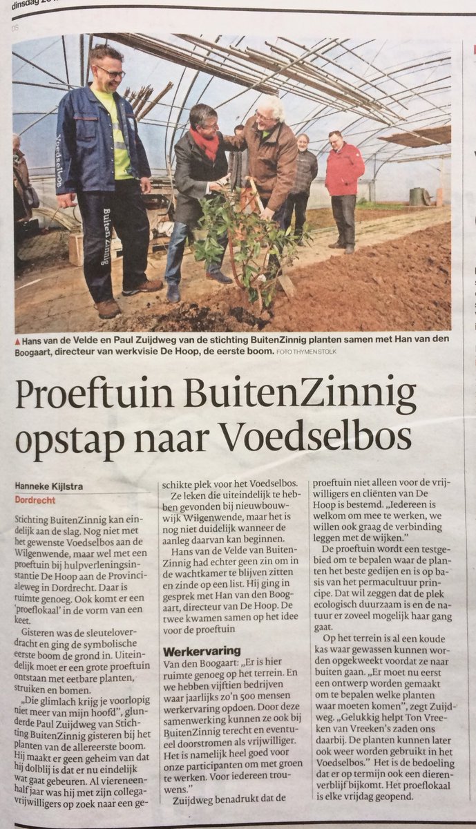 Gefeliciteerd met deze proeftuin voor #voedselbos in #Dordrecht <a href="/VBBuitenZinnig/">BuitenZinnig</a> <a href="/PlDuurzaam078/">Platform Duurzaam Dordrecht</a> <a href="/DeHoopggz/">De Hoop</a> #078 @drechtstadsboer