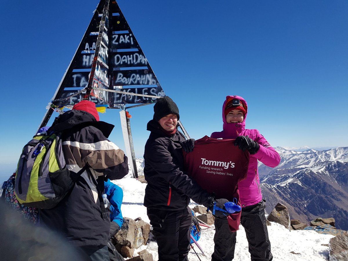 SofiaReimchen's tweet photo. We did it! After a truly limit-pushing 3 days of trekking in blizzards, ice cold weather &amp; fighting aching muscles, we summited the highest peak in Northern Africa. And the fundraising target for @Tommys_baby was also reached! Thank you for all your support!!! https://t.co/1YgQl1AZSt