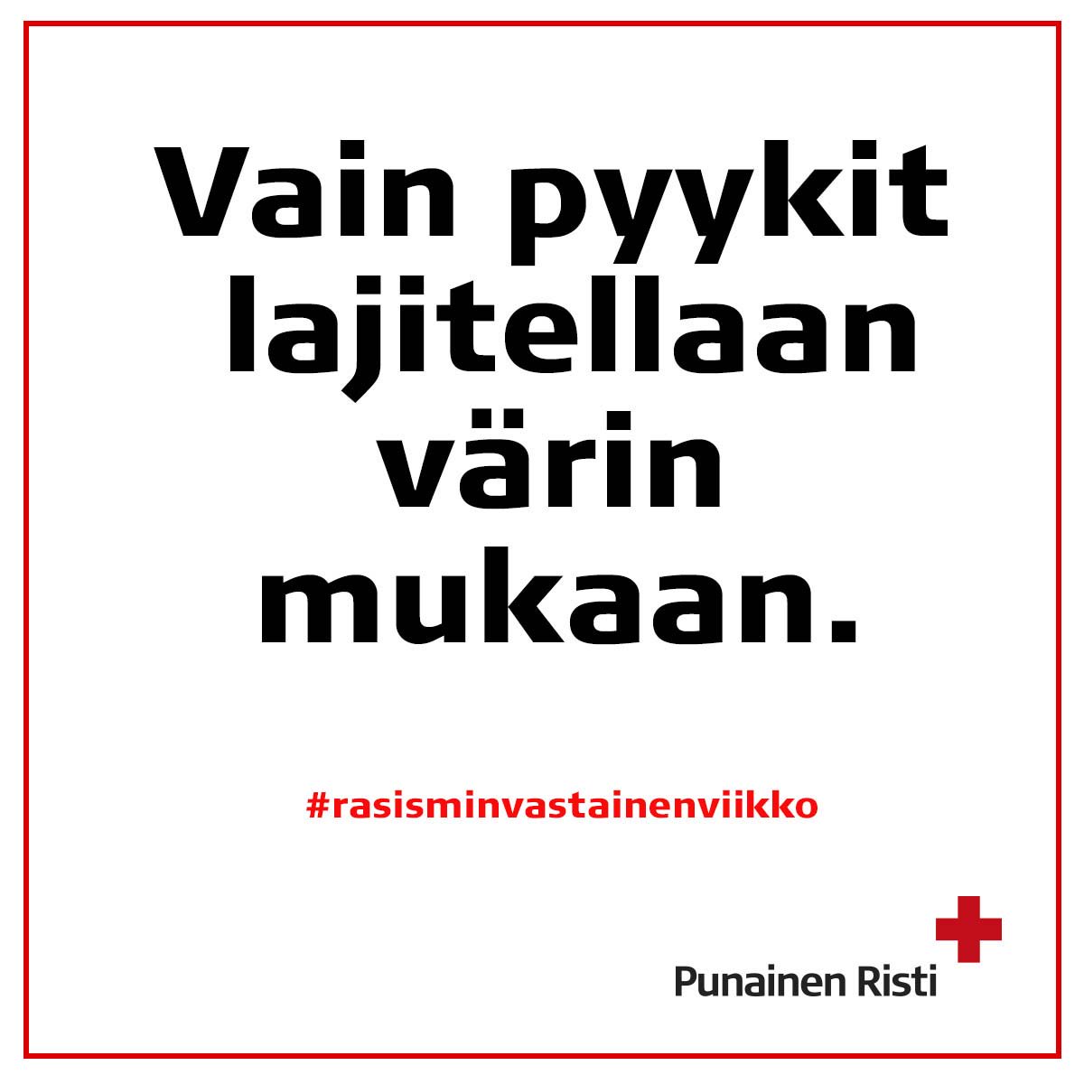 Kerrotaan yhdessä, ettei ketään tule syrjiä etnisen alkuperän, ihonvärin, kansalaisuuden, kulttuurin, äidinkielen tai uskonnon perusteella. Jaa kuva ja osallistu keskusteluun:
#rasisminvastainenviikko
#olenkanssasi