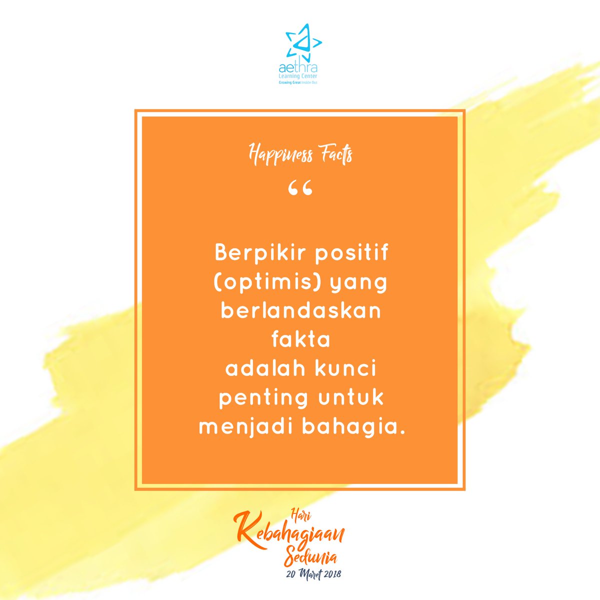 AethraLC's tweet photo. #HappinessFacts terakhir hari ini!
Berpikiran positif harus berlandaskan fakta. Jika tidak, maka kita tdk akan bs menentukan strategi hidup dng baik krn tdk berpijak pd kenyataan. :)

Semoga fakta-fakta dari kami memberikan insight yang mencerahkan! :D https://t.co/aGDaayOJV3