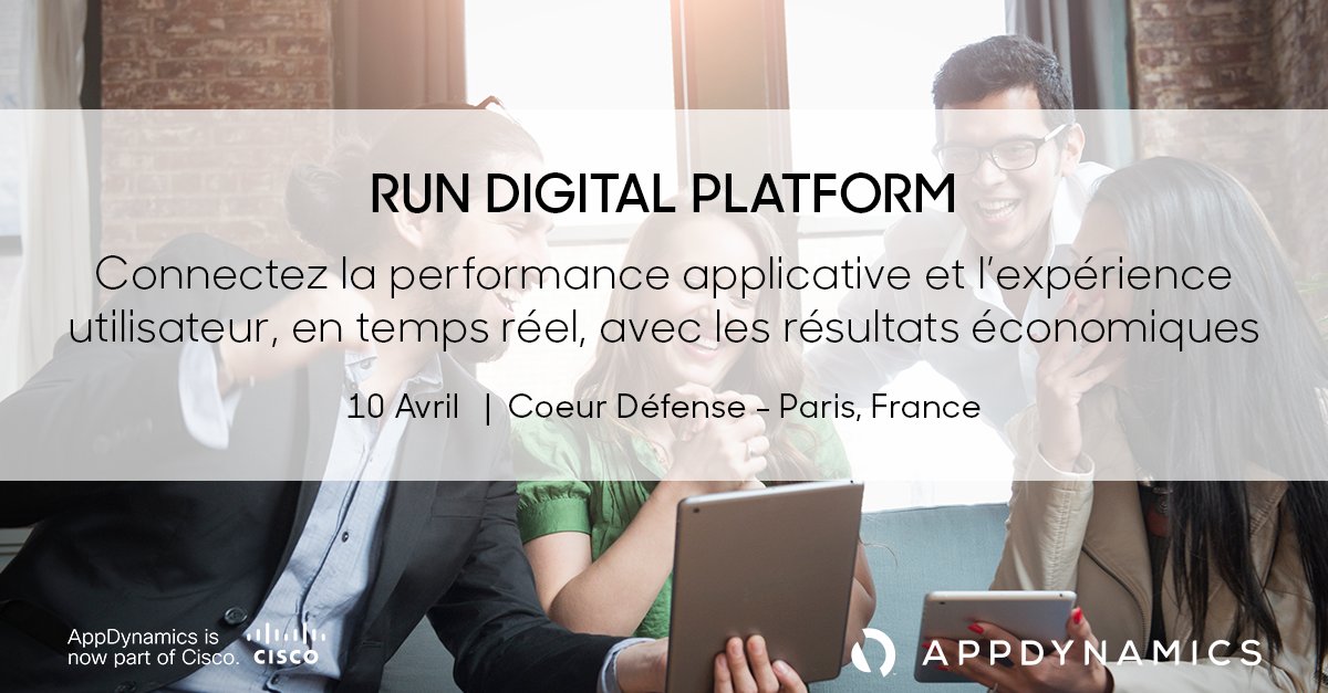 AppDynamics's tweet image. Reliez les performances applicatives et l&apos;expérience utilisateur aux résultats de l&apos;entreprise avec @AppDynamics. Venez nous rencontrer à #RunDigitalPlatform le Mardi 10 Avril pour savoir plus #monitoring #apm #RDPParis