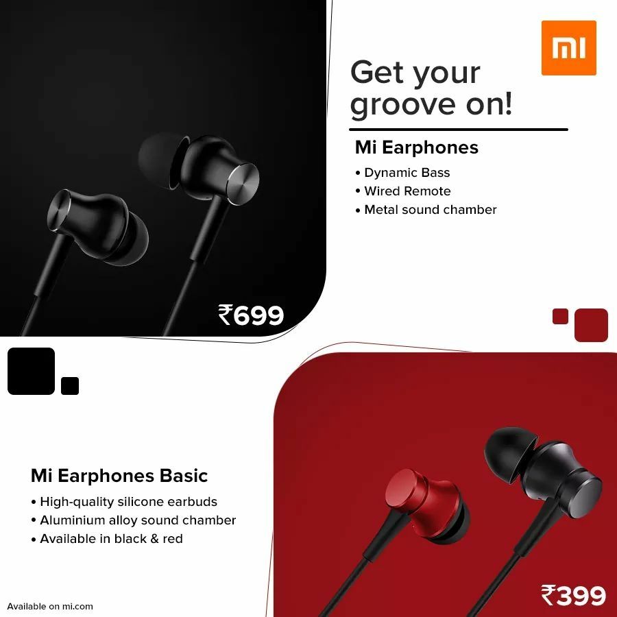 TechToLead's tweet photo. Xiaomi India Announced 2 new Mi earphones:

Priced at Rs.699 and Rs.399 respectively. Now available on https://t.co/yw8jlKZkgq

#TechToLead #TechNews #TechToLeadBytes #Earphones #MiEarphones https://t.co/5xhJgdkct7