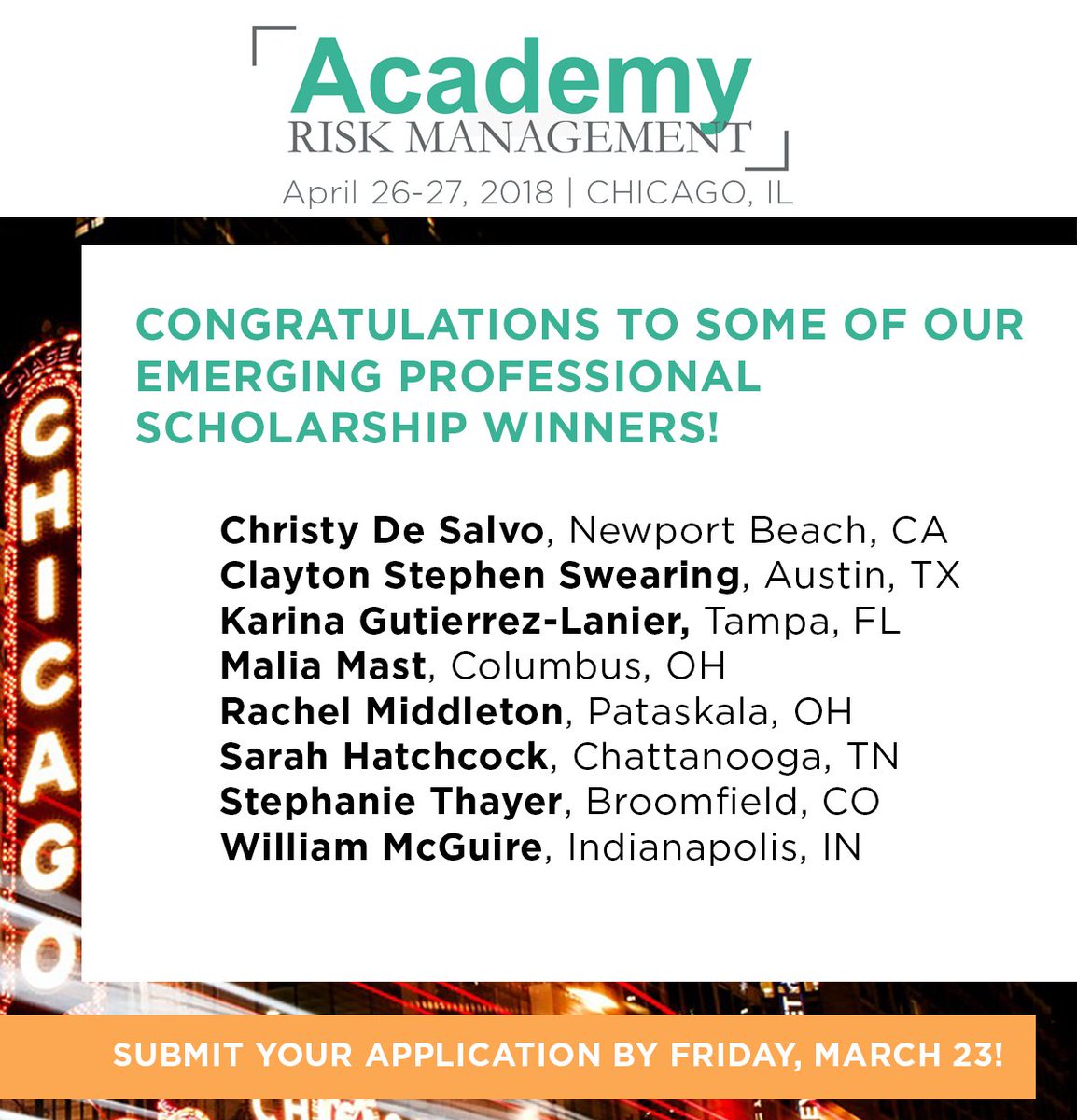 Congratulations to some of our recipients of the Emerging Professional Scholarships! Recipients will receive complimentary registration to the CSI Academy in Chicago on April 26-27. Applications accepted through Friday. Apply today: bit.ly/CSIscholarship